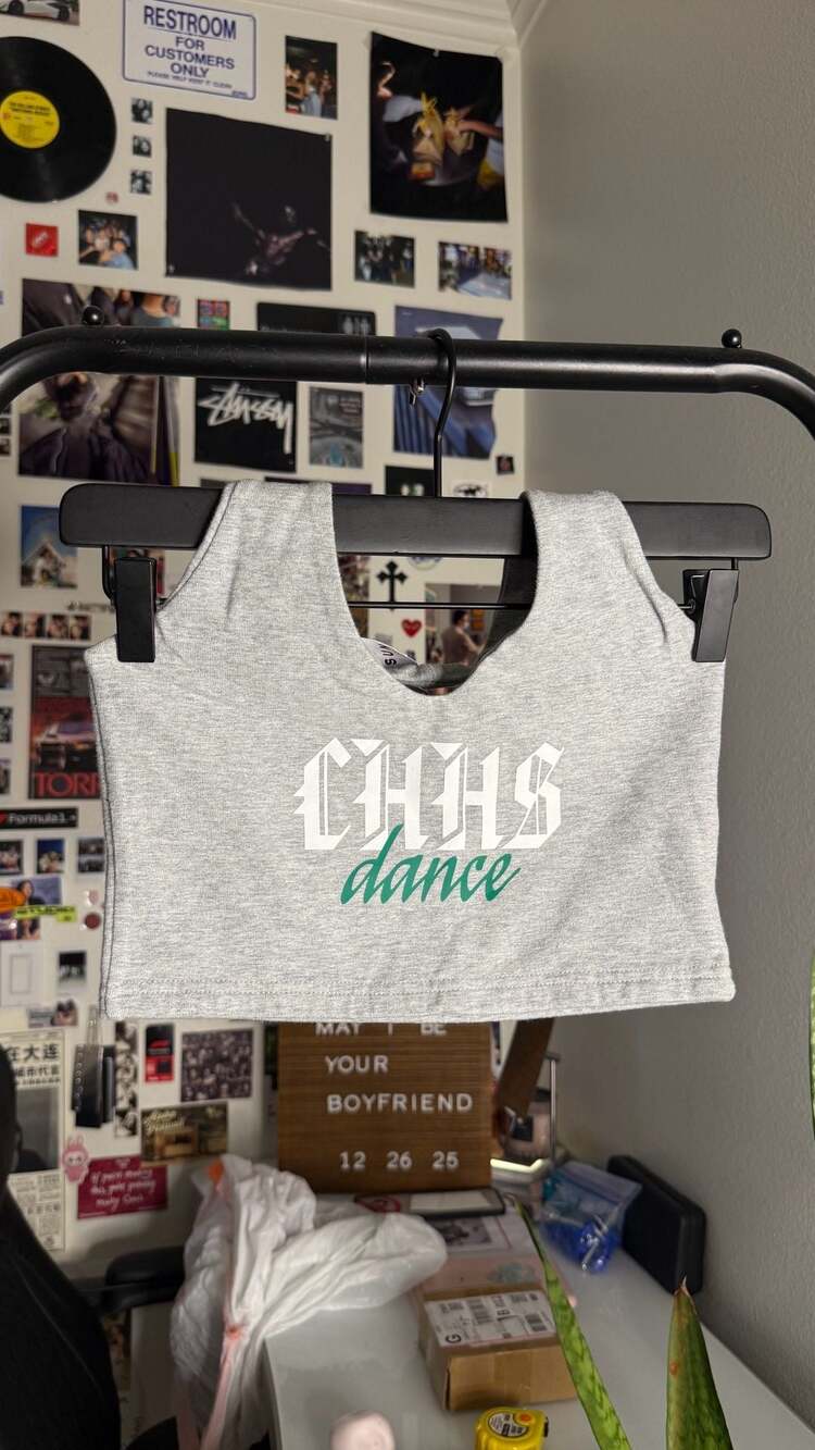 Brandy Melville CHHS Dance Graphic Gray Halter Crop Top